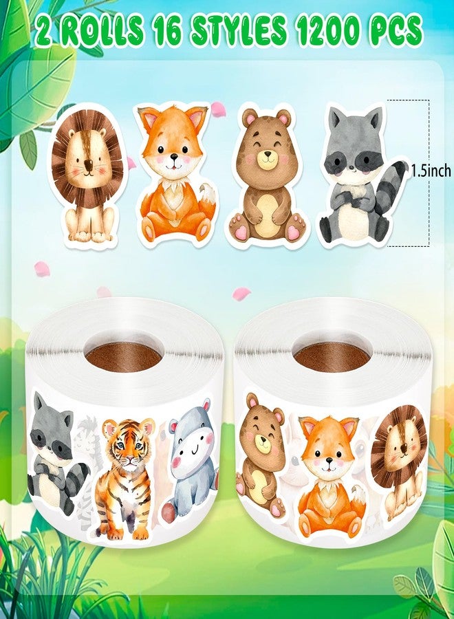 KFPPLXQ 1200 Pcs Animal Stickers for Kids 2 Roll Nature Stickers Cute Roll Sticker Bulk for Teacher Reward School Supplies Incentives (16 Styles) - Image 5